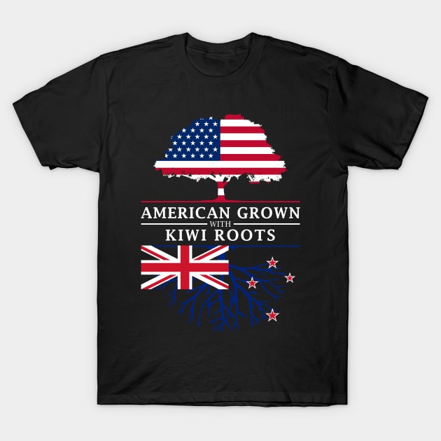 American Grown with Kiwi Roots - New Zealand Design T-Shirt by Family Heritage Gifts